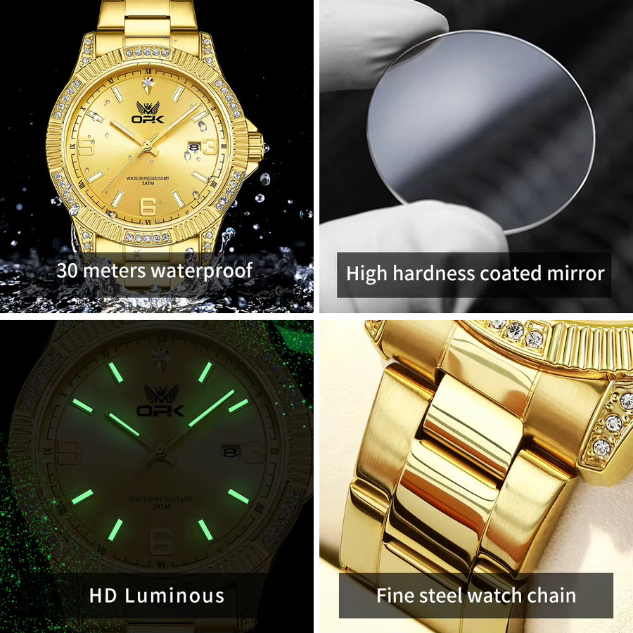 OPK Armbanduhr Quarz, Edelstahl, Gold, Herren - Bild 4