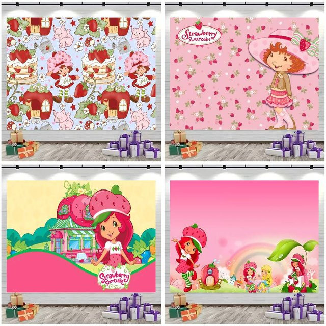 Mesuca Fotohintergrund Strawberry Shortcake mit floralem Design für Produktfotografie und Partydekoration - Bild 1