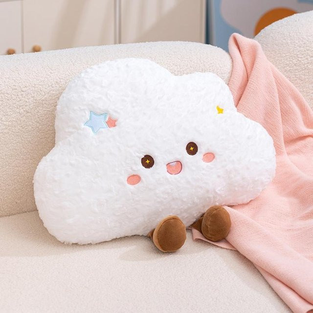 Yiran Health & Beauty Regenbogen Wunschstern Mond Plüschkissen in Bunt und Weiß als Kuscheltier Dekokissen - Bild 1