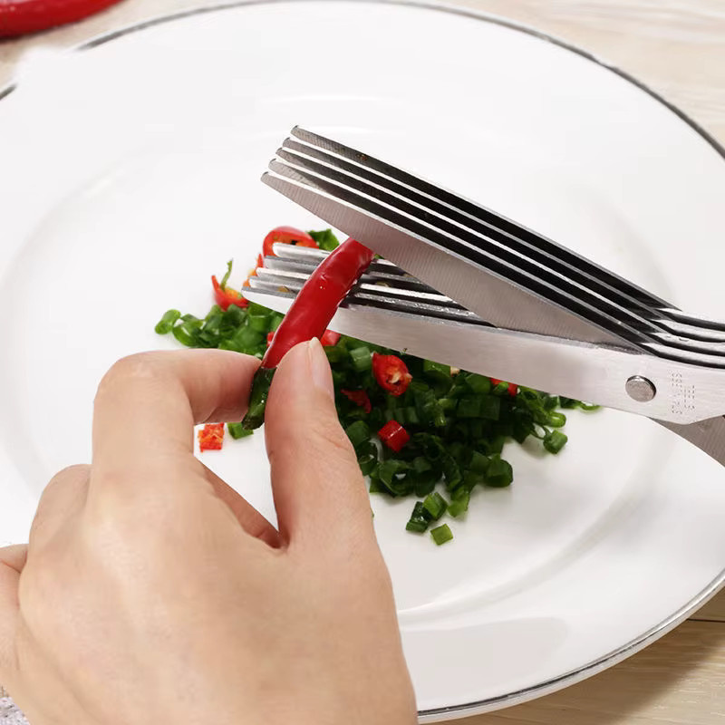 Multifunktionale DUTRIEUX Küchenschere aus Edelstahl als Kräuterhacker und Zwiebelschneider mit Deckelreiniger - Bild 5