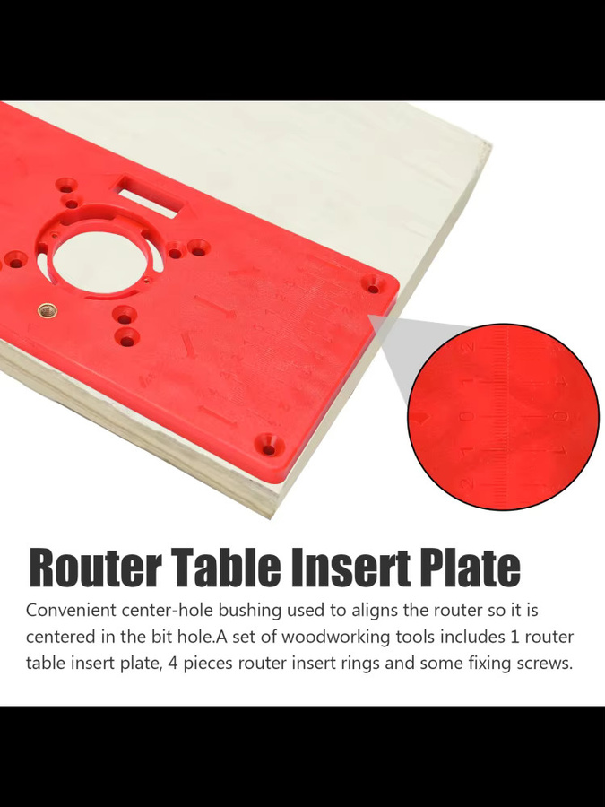 Router-Tisch-Einlegeplatte für Holzbearbeitungs-Graviermaschinen als Flip-Board-Fräs- und Schlitzwerkzeug, Farbe: Rot, B/T/H: 23,2 x 11,9 x 1,0 cm - Bild 4