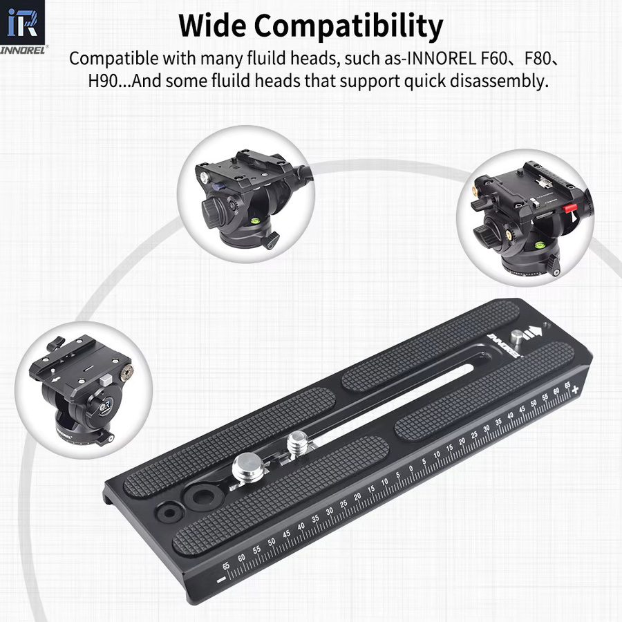 INNOREL QV160 Schnellwechselplatte in Schwarz, kompatibel mit Manfrotto 501PL Video-Flüssigkeitsköpfen, Breite: 50 mm, mit 1/4 Zoll und 3/8 Zoll Schrauben - Bild 6