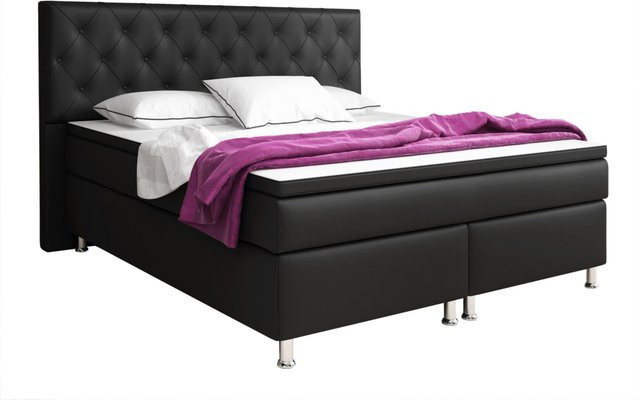 Inter Trading Boxspringbett Turin in Schwarz mit Bonell-Federkern und Massivholzgestell, B/T: 180 x 200 cm - Bild 1