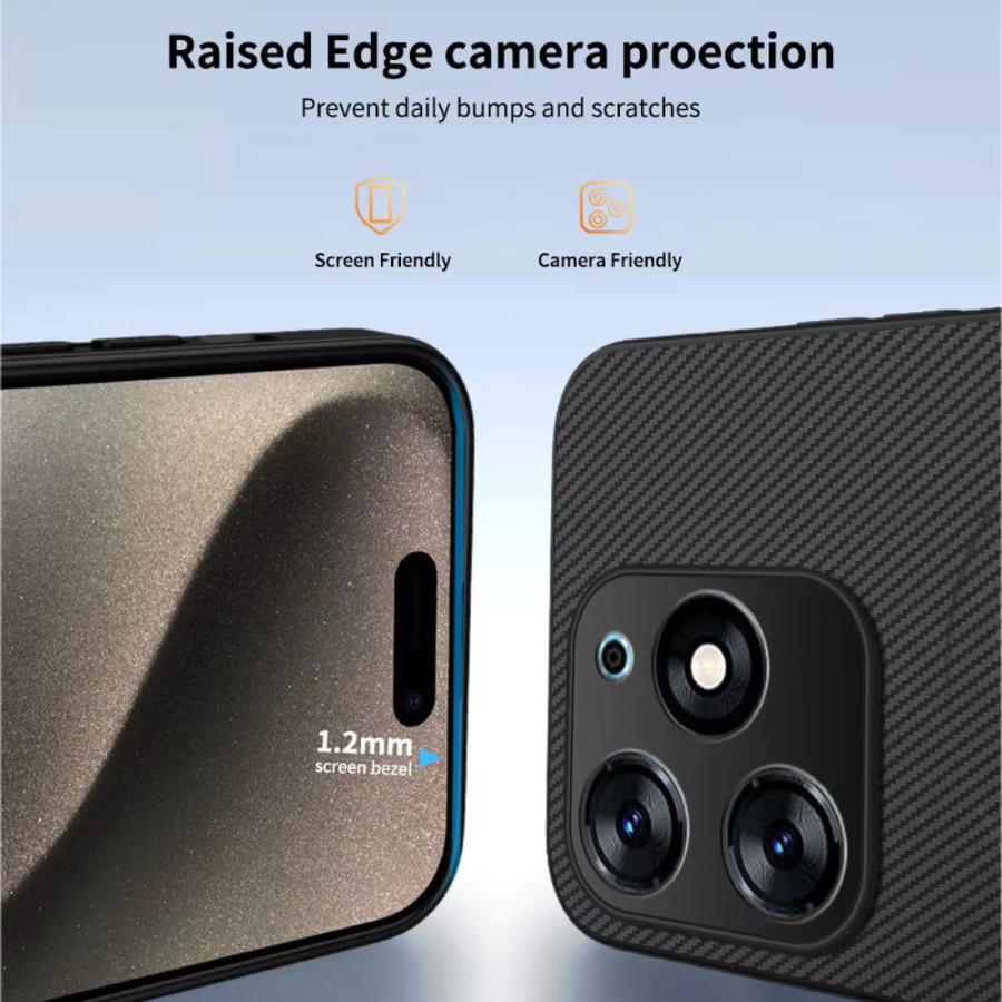Premium Carbonfaser-Hülle für Xiaomi Redmi 15 14 Pro Plus 4G 5G mit magnetischer kabelloser Ladefunktion und stoßfestem Schutz in Schwarz oder Grau - Bild 1