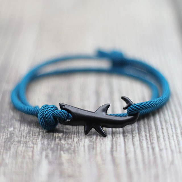 Armband Noter, schwarzer Hai, Milan-Schnurkette, Herren, 3 mm - Bild 1