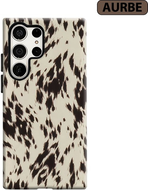 Aurbe Handyhülle für Samsung Galaxy S26 S25 S24 S23 Ultra Plus HD Hartschale in Schwarz und Creme Gesprenkelt Muster Doppelschicht-Folienhülle - Bild 1
