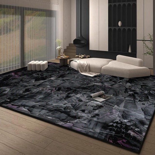 Karpetti Teppich mit geometrischem Design in Schwarz, Waschbar und Rutschfest, B/T: 90 x 60 cm - Bild 1