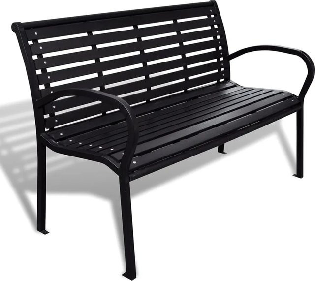 furnicato Gartenbank aus Stahl und WPC in Schwarz, B/T/H: 110 x 60,5 x 80,5 cm - Bild 1