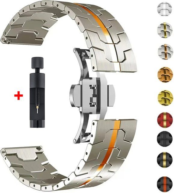 jansin Uhrenarmband Edelstahl, Silber, 22 mm, Unisex - Bild 1