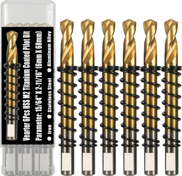 6er Set TCT Pilot Bohrer mit Titan-Beschichtung in Gold, 68 mm Durchmesser, für Metall und Edelstahl - Bild 1