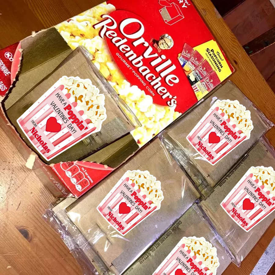 Personalisierte Popcorn-Aufkleber für Valentinstag von WEIGAO mit individuellen Namen als dekorative Etiketten für deine Verpackungen - Bild 3