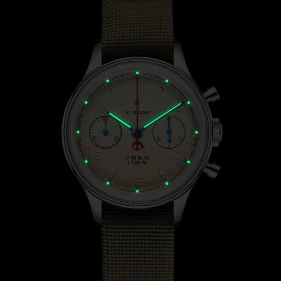 STERN Chronograph, Handaufzug, Edelstahl, 38 mm, Textil/NATO, Herren - Bild 3