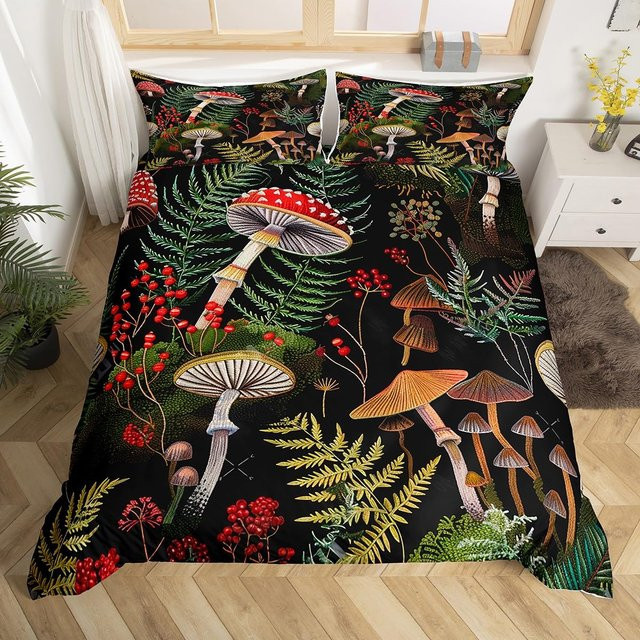 Bettwäsche Set Your Warm Home mit Pilz- und Pflanzenmotiv, B/B: 135 x 200 cm, Mehrfarbig - Bild 1
