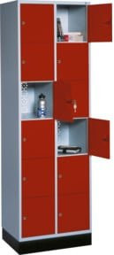 C+P Schließfachschrank Intro mit 12 Fächern, Front Rubinrot und Korpus Lichtgrau, H x B x T: 195 x 62 x 50 cm - Bild 1