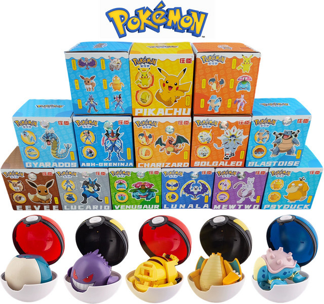Pokémon Actionfiguren, Pikachu, Gengar, Dragonite, Snorlax, Pokeball Modell - Bild 1
