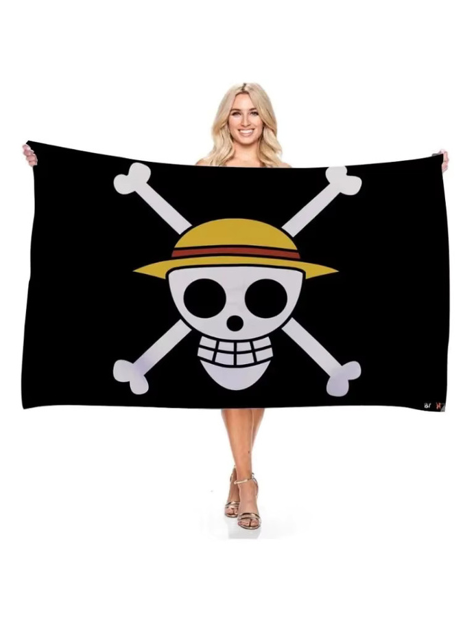 Bandai One Piece Piratenflagge Monkey D. Luffy Skull Banner aus Polyester, Schwarz, B: 150 cm, H: 90 cm - Bild 5