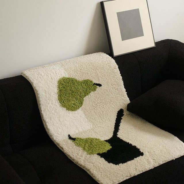 VIKAMA Pear Fun Teppich im skandinavischen Stil, rutschfeste und verdickte Fußmatte mit Tiermotiv in Mehrfarbig, B/T: 60 x 40 cm - Bild 1