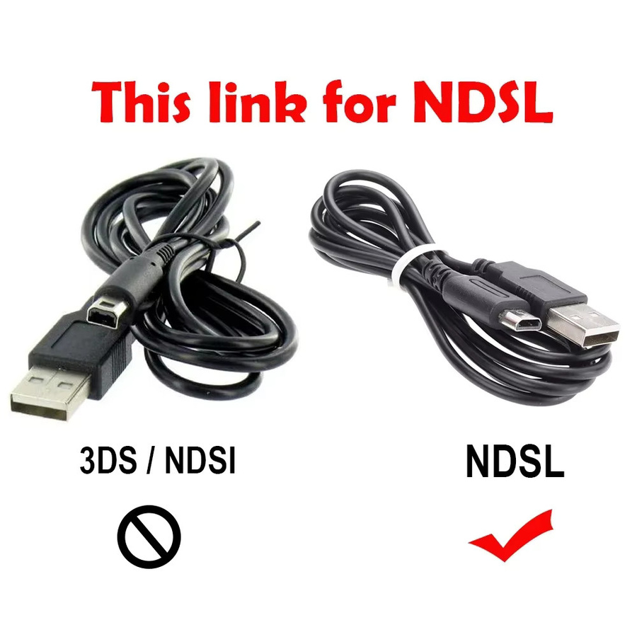 10er Set USB-Ladekabel für Nintendo DS Lite, DSL und NDSL in Schwarz, Länge: 1,2 m - Bild 2