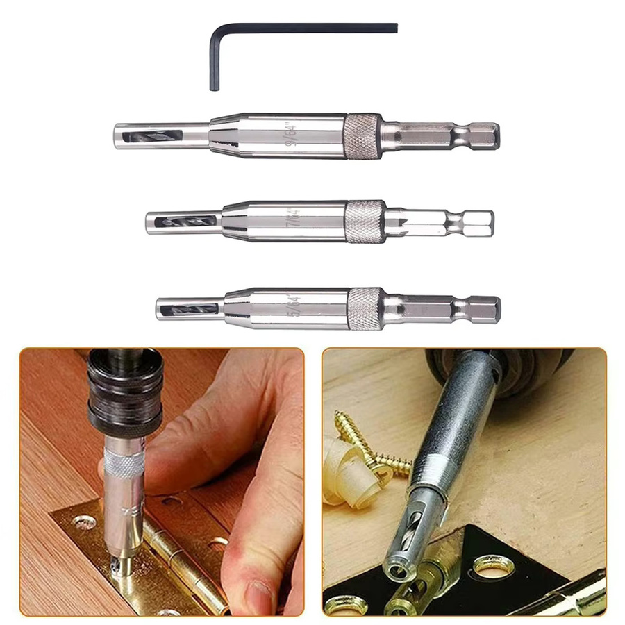 KRIOCY Selbstzentrierende Scharnier Bohrer Bits Set in Silber für Holzbearbeitung an Türen, Fenstern und Schränken - Bild 2
