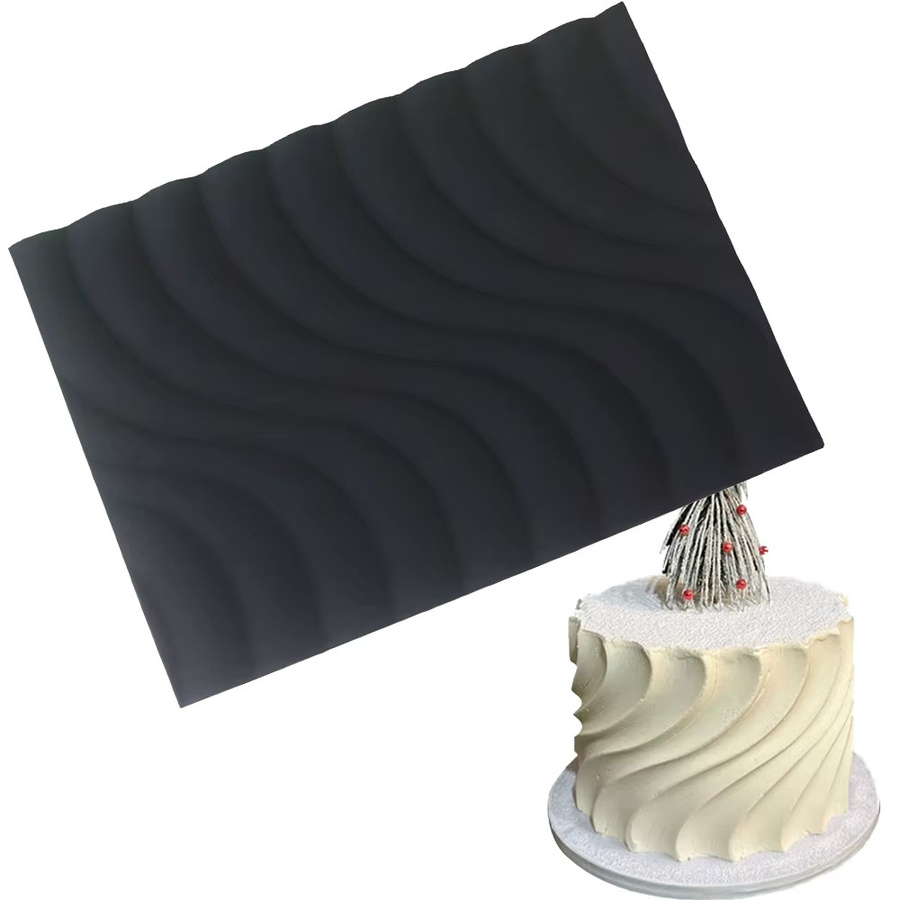 Meibum Backmatte aus Silikon mit Wave Dune Muster in Schwarz für Fondant und Mousse-Dekoration - Bild 3