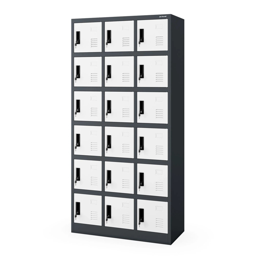 JAN NOWAK Spind Schließfachschrank KAROL mit 18 Fächern, Anthrazit-Weiß, H: 185 cm, B: 90 cm, T: 40 cm - Bild 2