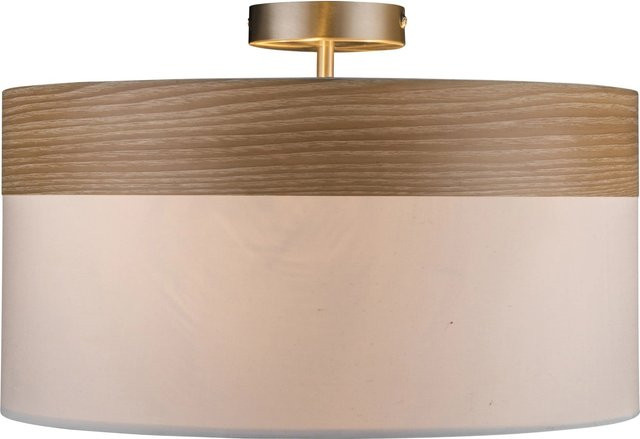 Globo Deckenleuchte CHIPSY in Nickel matt und Beige mit Holz-Elementen und E27 Fassung - Bild 1