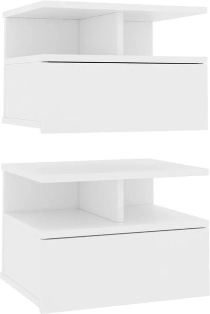 vidaXL Hängende Nachttische 2er-Set Weiß aus MDF, B/T/H: 40 x 31 x 27 cm - Bild 2
