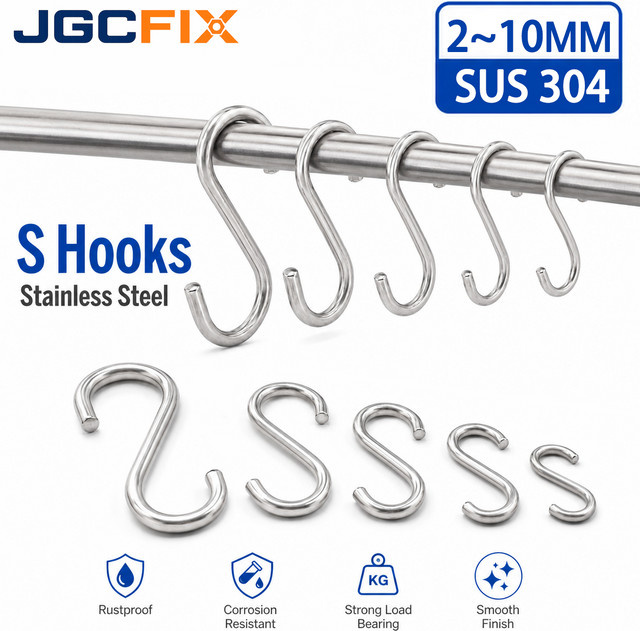 XMSJ S-Haken aus 304 Edelstahl in Silber als Mehrzweck-Aufhängehaken für Küche, Schrank und Garage - Bild 1