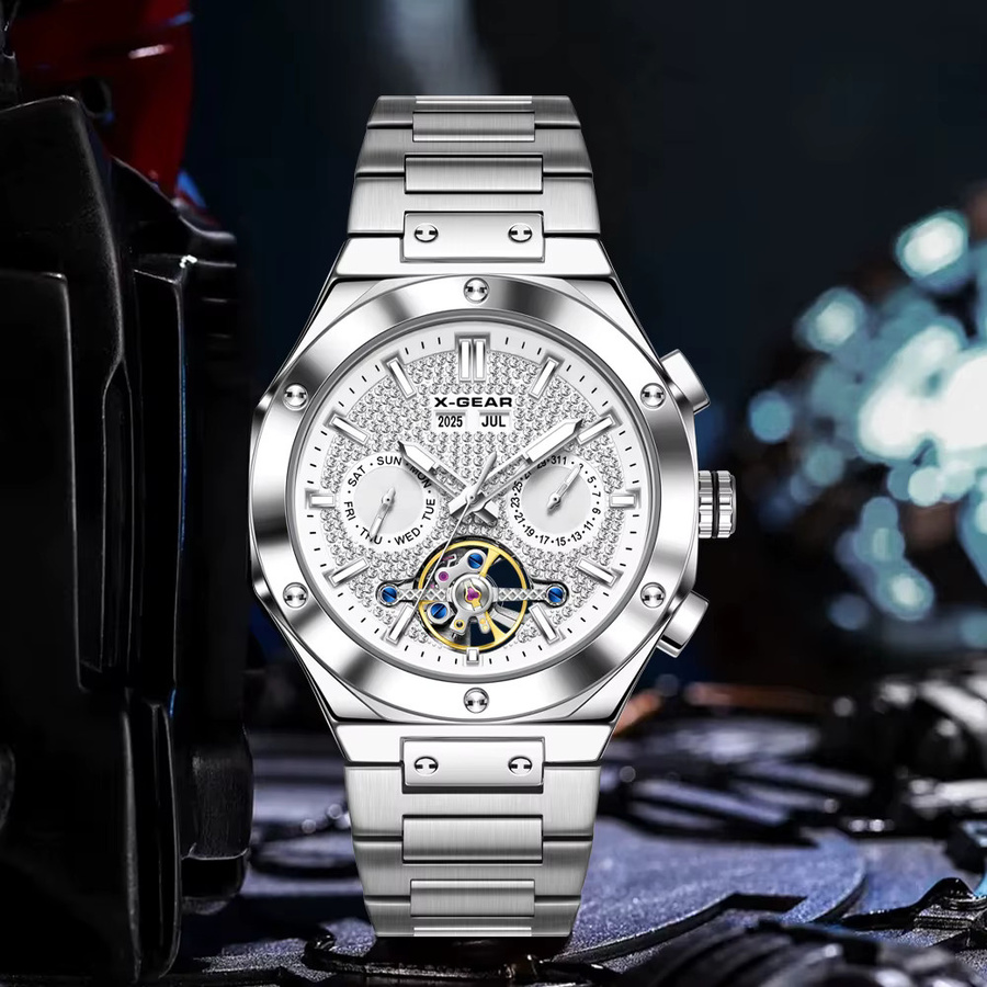 X-GEAR Armbanduhr Automatik, Edelstahl, Diamant, Herren - Bild 5