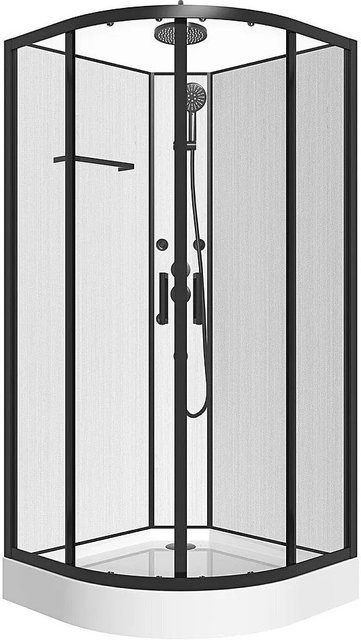 Zalifa Duschkabine Quadrant in Schwarz und Weiß, Breite: 80 cm - Bild 1