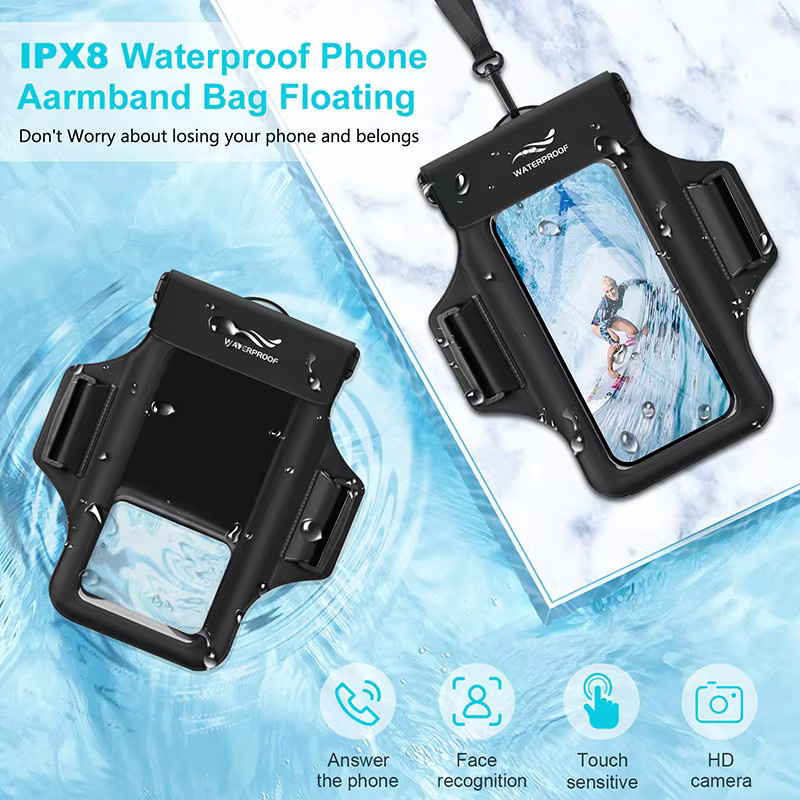 HAISSKY Wasserdichte Armband Handy Tasche in Schwarz für iPhone 17 16 15 14 13 12 Pro Max und 15 Plus zum Schwimmen, Surfen und Tauchen - Bild 2