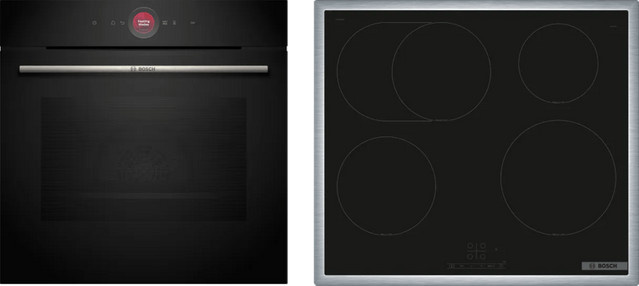 Bosch Einbau-Backofenset aus Backofen und Induktionskochfeld in Schwarz mit Heißluft und PowerBoost - Bild 1
