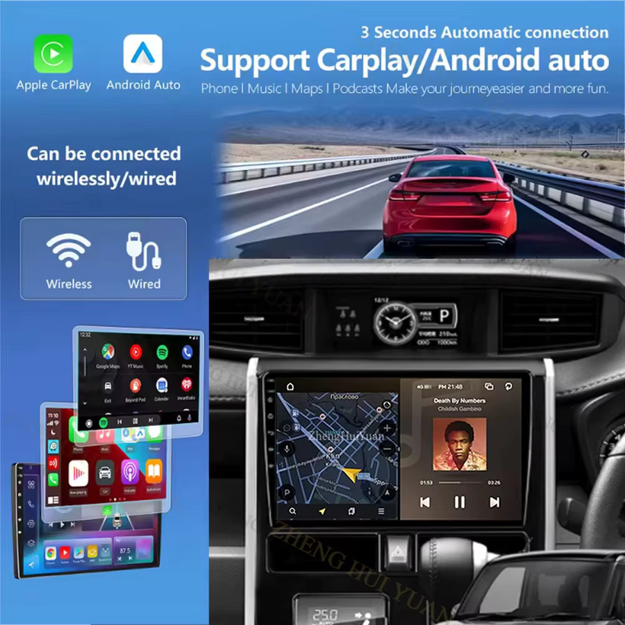 TIEYEZ Android 16 Autoradio für Toyota Tank Roomy 2016 - 2023 mit GPS-Navigation, QLED Display, Carplay und Bluetooth in Schwarz - Bild 3