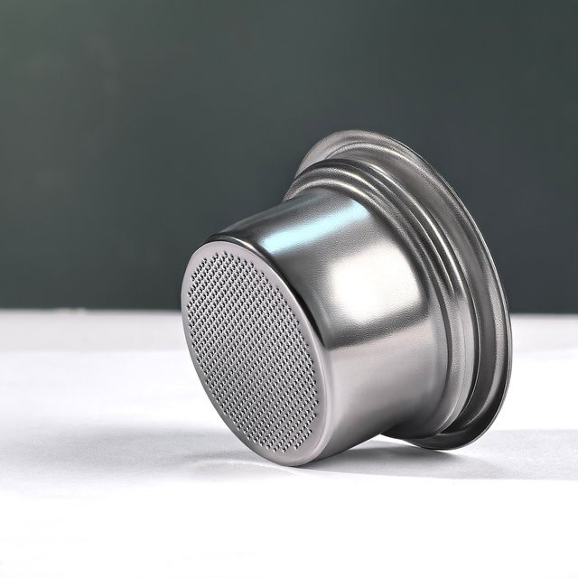 Dalinwell Filterkorb mit Griff aus Edelstahl in Silber, 58 mm, für vier Tassen, wiederverwendbarer Kaffeefilter und Pulverschüssel - Bild 1