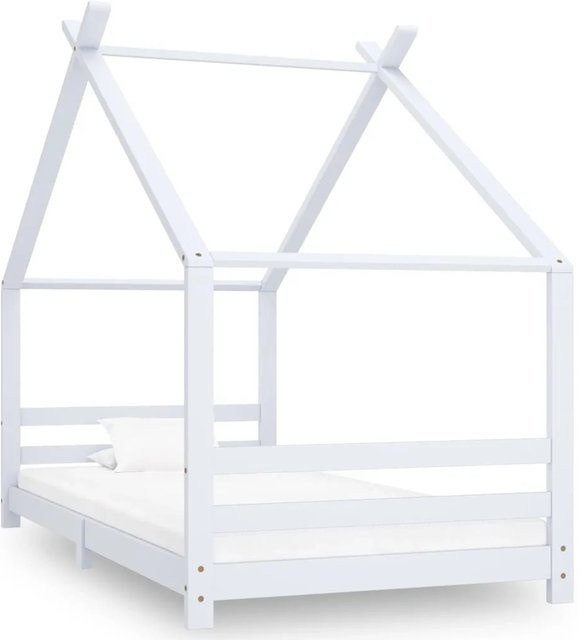 vidaXL Kinder-Bettgestell im Baumhausstil aus Massivholz Kiefer in Weiß, B/T/H: 90 x 200 x 155 cm - Bild 1