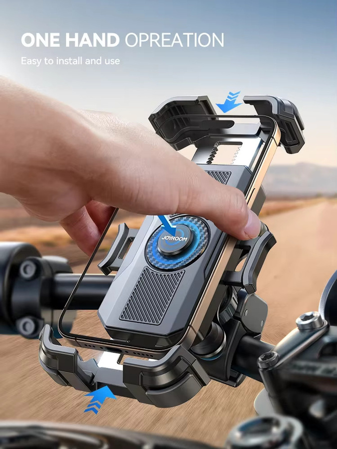 Joyroom Motorrad-Telefonhalterung mit Anti-Vibrations-Funktion für Fahrrad und Motorrad-Lenker, Schwarz, passend für iPhone und Smartphones von 4,7 bis 7 Zoll - Bild 4