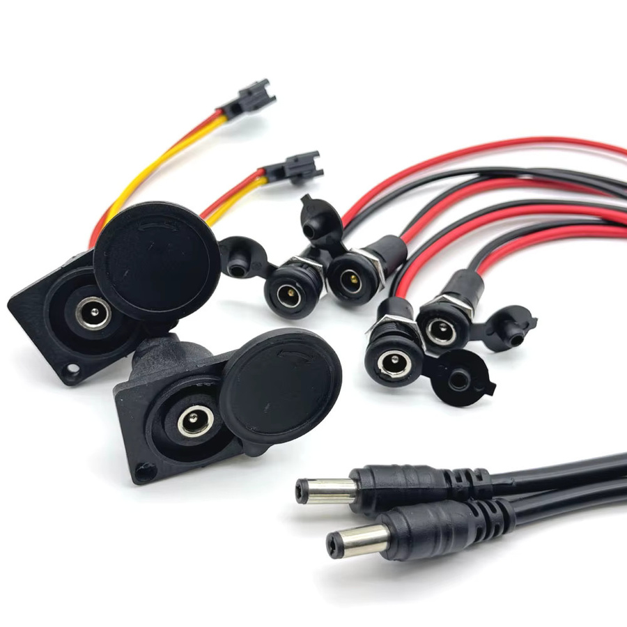LAJQTAO Elektrofahrrad Ladekopf DC 2.1 / 2.5 Lithiumbatterie Ausgangsleitung für 36V/48V mit runden männlichen und weiblichen Steckern in Schwarz - Bild 4
