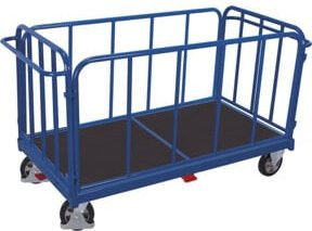 VARIOfit Vierwandwagen mit senkrechten Streben in Blau, B/T/H: 130,5 x 81,0 x 80,0 cm, Traglast 1.200 kg - Bild 1