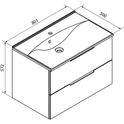 Fackelmann Badmöbel-Set B.Brillant Waschplatz in Asteiche und Anthrazit mit Gussmarmor-Waschtisch, B/T/H: 80 x 54,2 x 48,9 cm - Bild 2