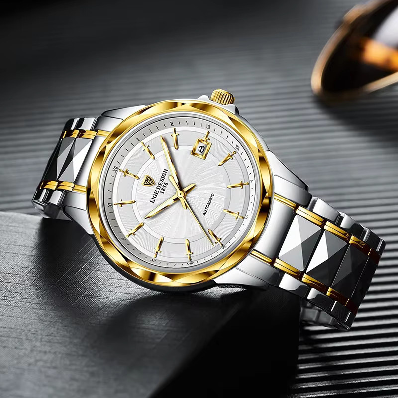 LIGE DESIGN Armbanduhr Automatik, Edelstahl, Saphirglas, Herren - Bild 2