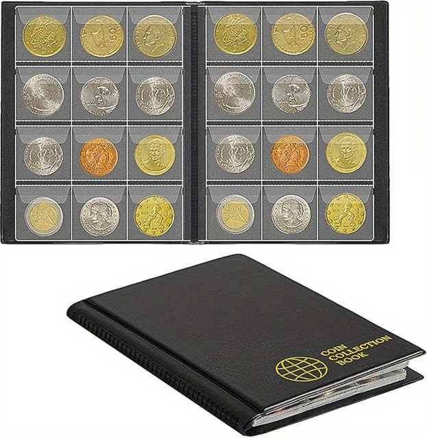 Münzsammlung Album Organizer mit 120 Taschen in Schwarz aus Kunststoff für Gedenkmünzen und Sammler - Bild 1