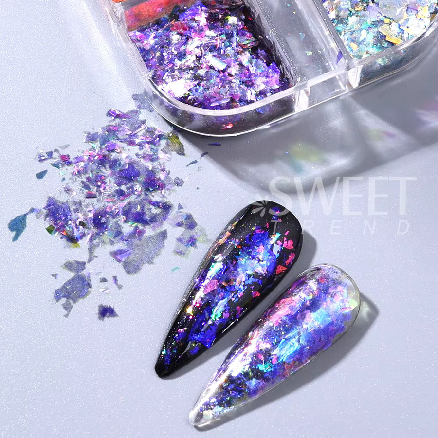 SWEET TREND Nagelglitzer-Pailletten, Aurora Holographische Flocken, Schimmernd - Bild 4