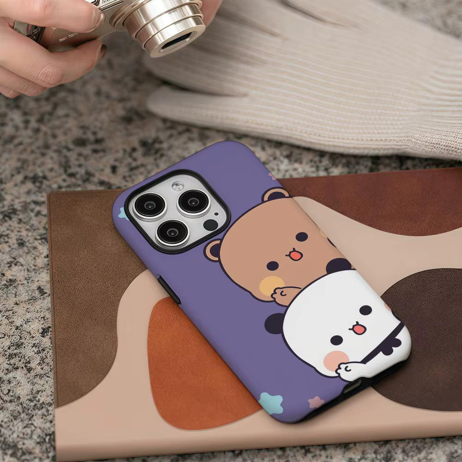 Bubu Dudu Handyhülle für iPhone 17 16 15 14 13 12 Pro Max Plus in Weiß und Lila mit glänzender HD-Doppelschicht-Flüssighartschale - Bild 6