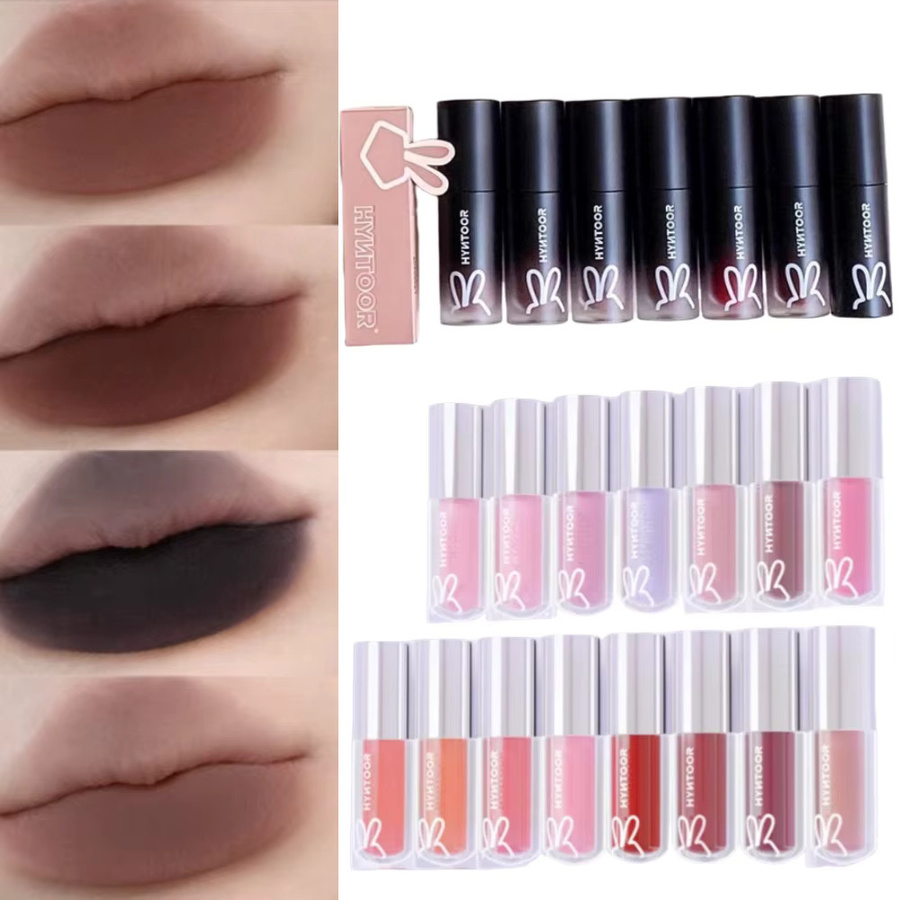 HYNTOOR Black Rabbit Lipstick Matte Lip Mud und Mirror Lip Glaze Kombination, Unisex - Bild 4