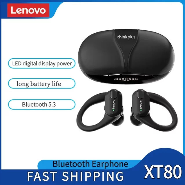 Lenovo Thinkplus XT80 Kabellose In-Ear Sport-Kopfhörer mit Bluetooth 5.3 und Geräuschunterdrückung in Schwarz - Bild 1