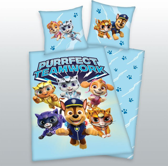 Paw Patrol Bettwäsche aus Baumwolle Multicolor, Reversible, B/H: 135 x 200 cm und 80 x 80 cm - Bild 1