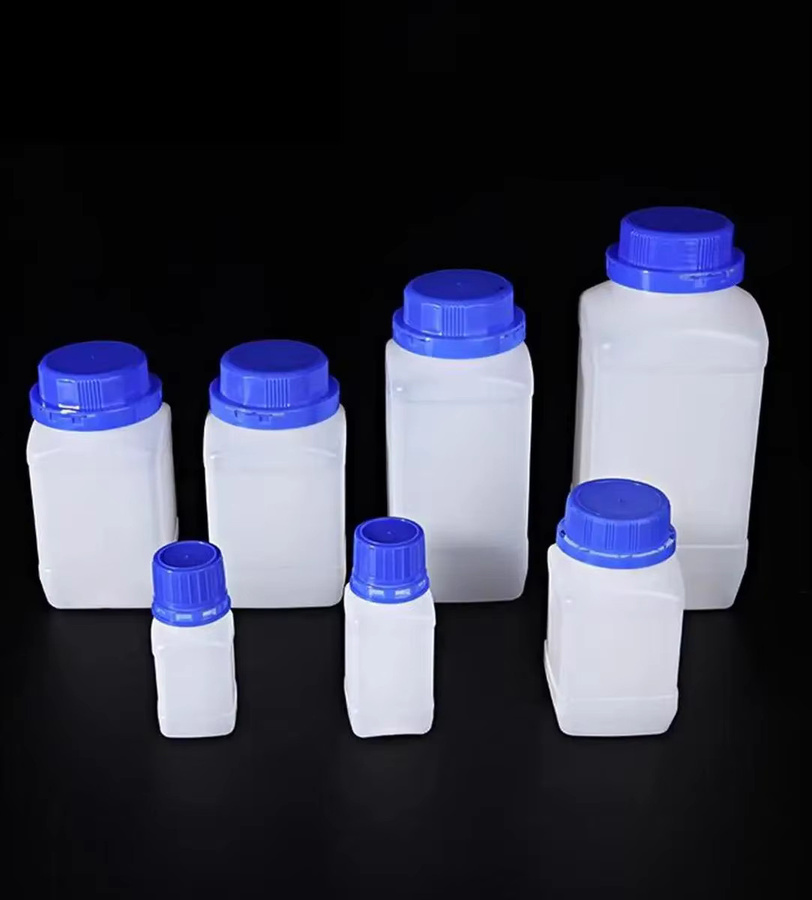 Weiße HDPE Plastik-Reagenzflasche mit blauem Schraubverschluss, Probenfläschchen in 250 ml, 500 ml und 1000 ml - Bild 2