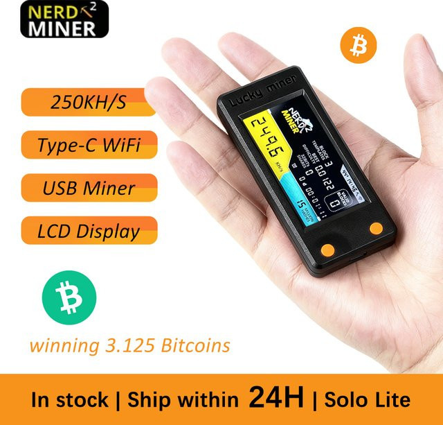 NerdMiner V2 T-Display S3 Style LV02 Bitcoin Solo Miner in Schwarz mit 2,8-Zoll-Smart-LCD-Display und 250KH/s - Bild 1