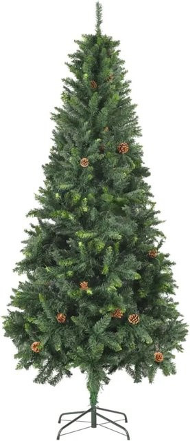 vidaXL Künstlicher Weihnachtsbaum mit Kiefernzapfen in Grün, Höhe: 210 cm - Bild 1