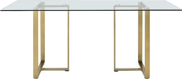Vente-unique Esstisch Nilesa im Art Deco Design aus gehärtetem Glas und Edelstahl, Transparent/Gold, B: 180 cm, H: 75 cm, T: 90 cm - Bild 1